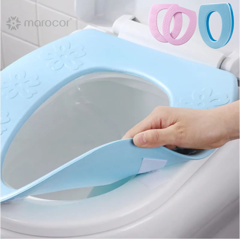 Housse de siège de toilette adhésive à motifs floraux et géométriques