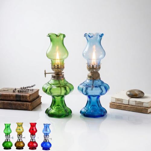1 Lampe décorative en verre avec mèche ajustable pour éclairage d’ambiance et usage d’urgence
