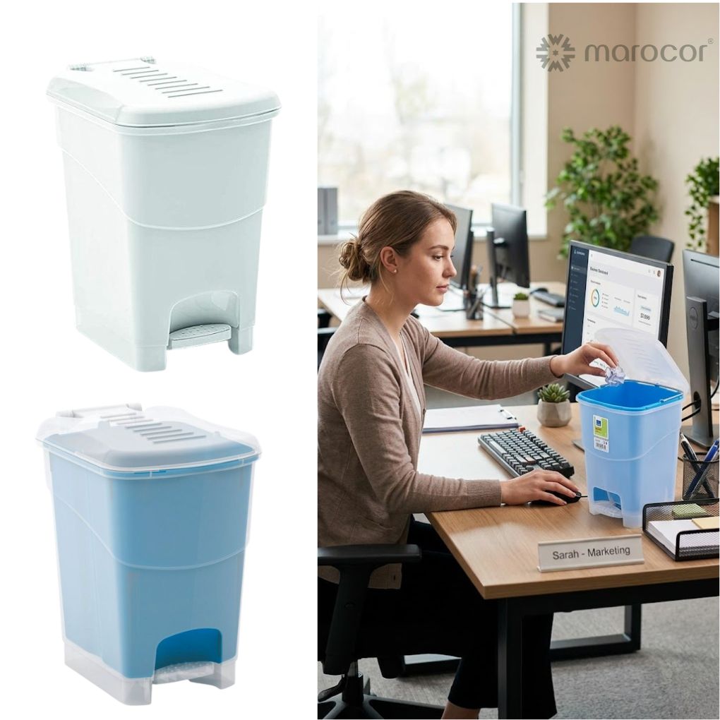 Poubelle de Bureau Ergonomique à Pédale avec Seau Amovible 10L avec pédale et seau intérieur,