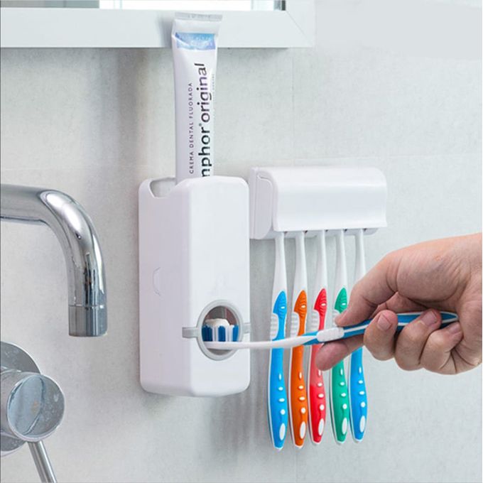 Support mural pour brosse à dents et dentifrice simple et pratique