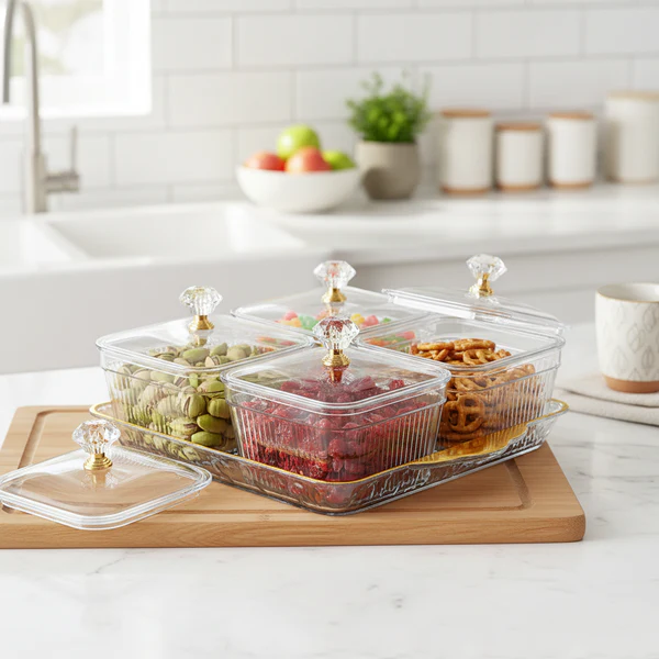 Ensemble de boîtes de rangement à 4 compartiments pour snacks et aliments secs