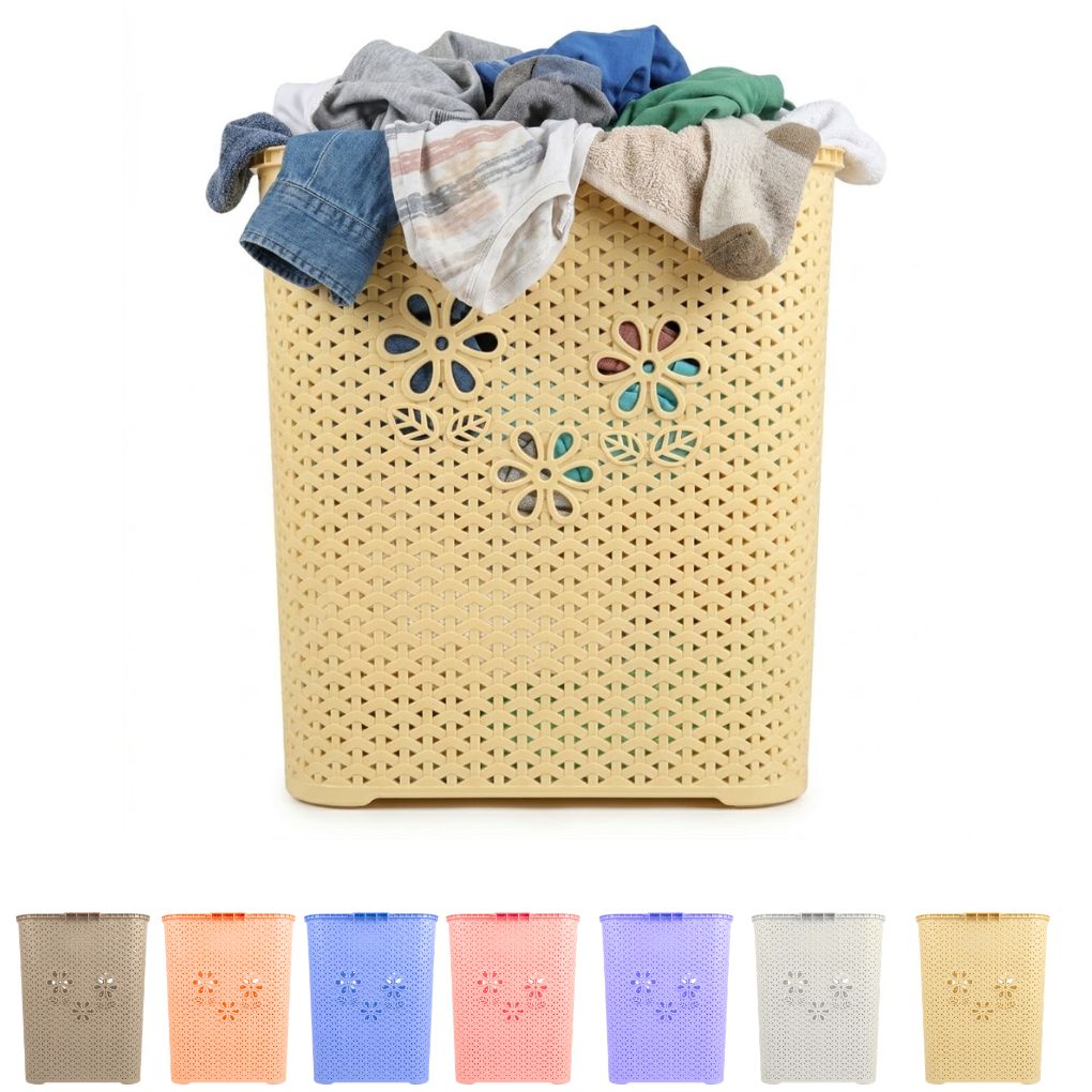 Panier à Linge à linge ajourée à motif fleuri Corbeille à linge