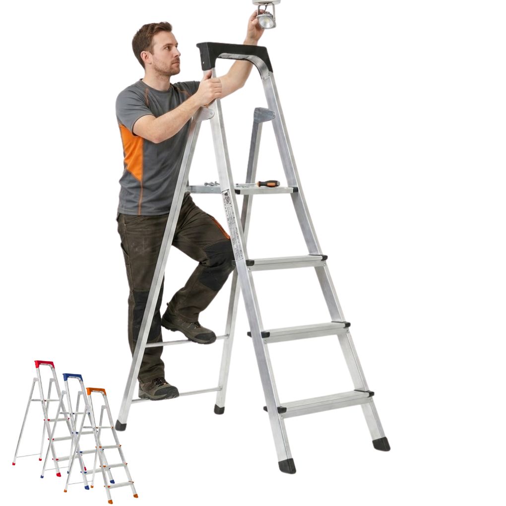 Échelle 4 marche télescopique en zinc Matériau durable et résistant
