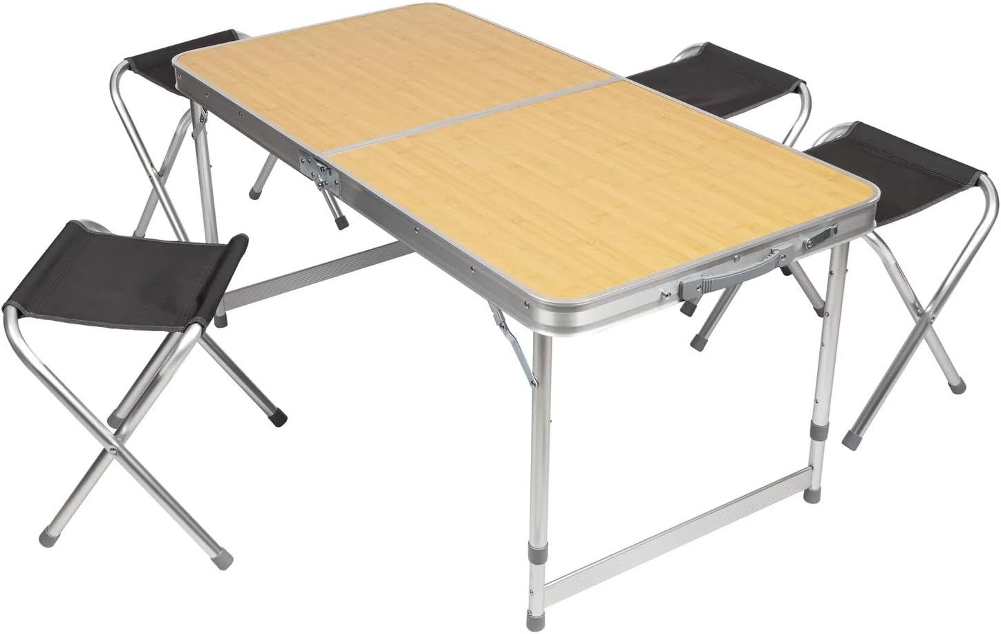 Table de camping pliante Crivit avec 4 tabourets sièges intégrés pour le plein air