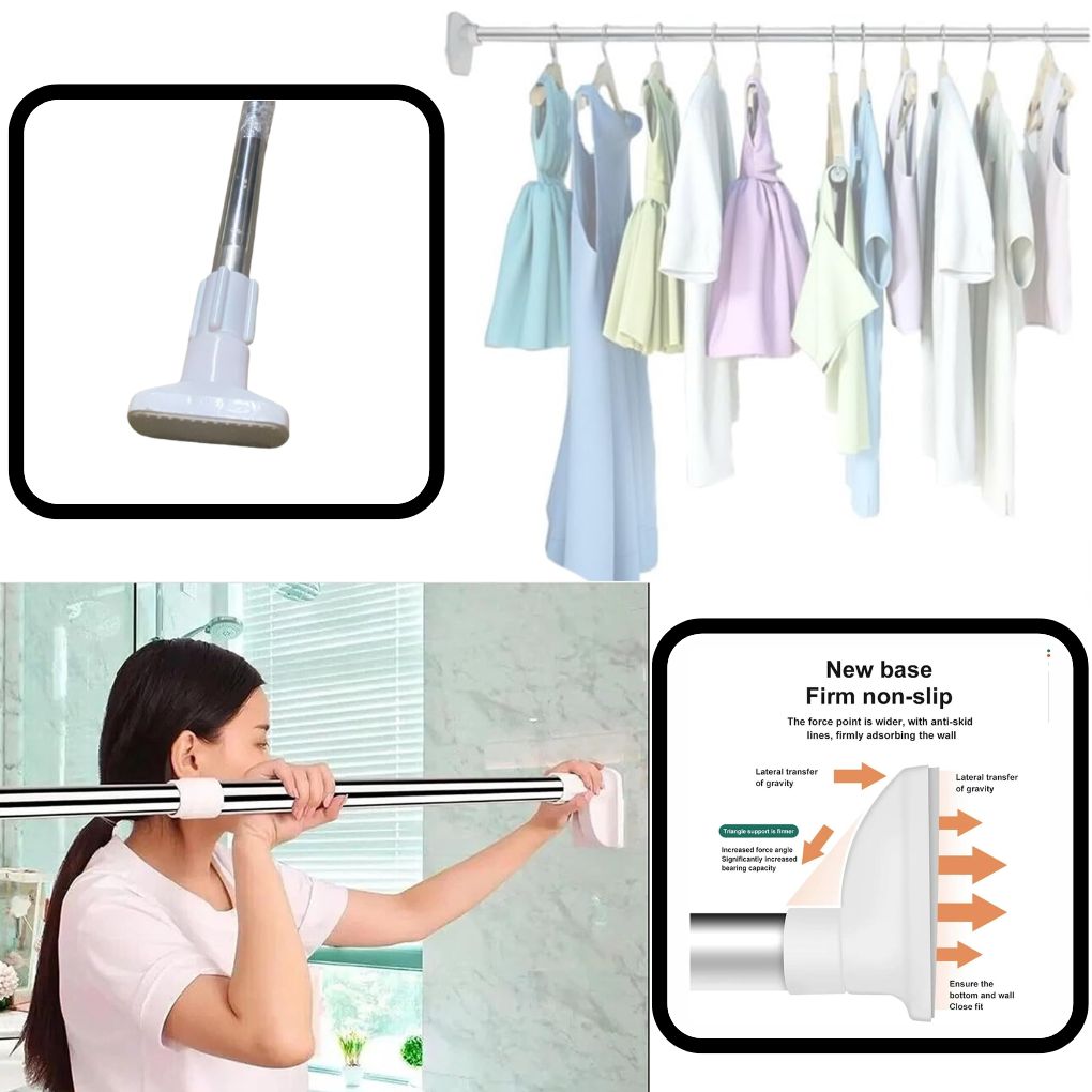 Barre de suspension réglable sans perçage, barre multifonctionnelle réglable sans perçage, tringle à rideau de douche extensible