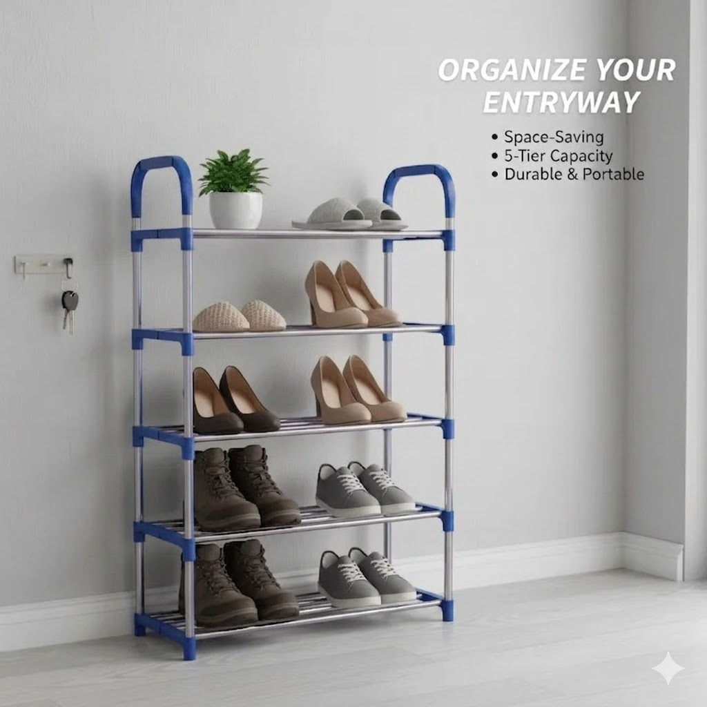 Meuble à Chaussures Gain de Place - 5 Niveaux, Grande Capacité pour Entrée