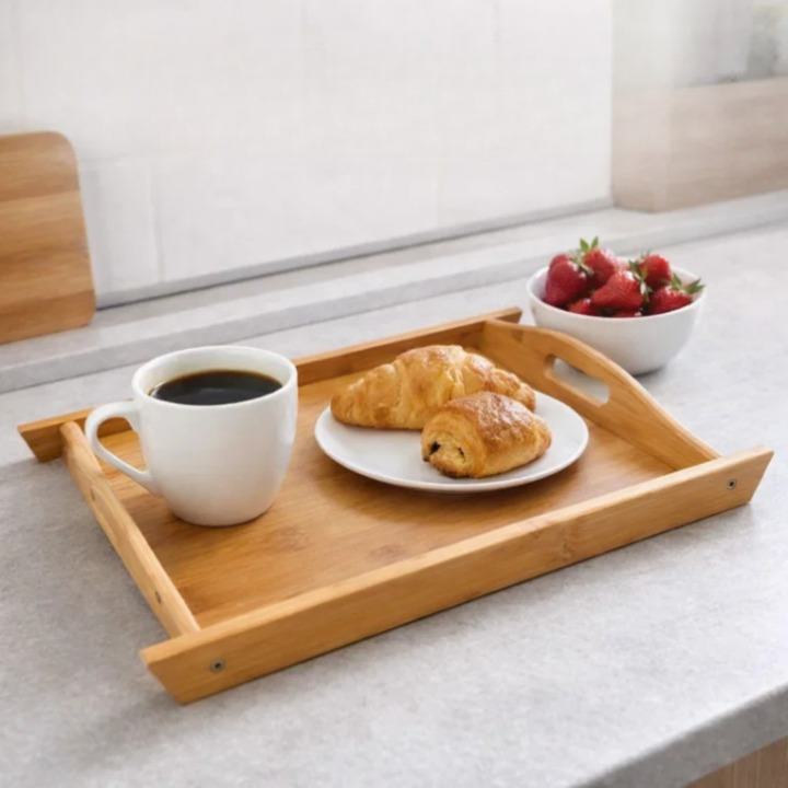Plateaux rectangulaires polyvalents pour service café, fruits et repas