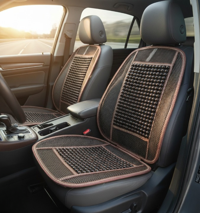 Lot de 2 housses de siège auto avec base en bois pour siège conducteur