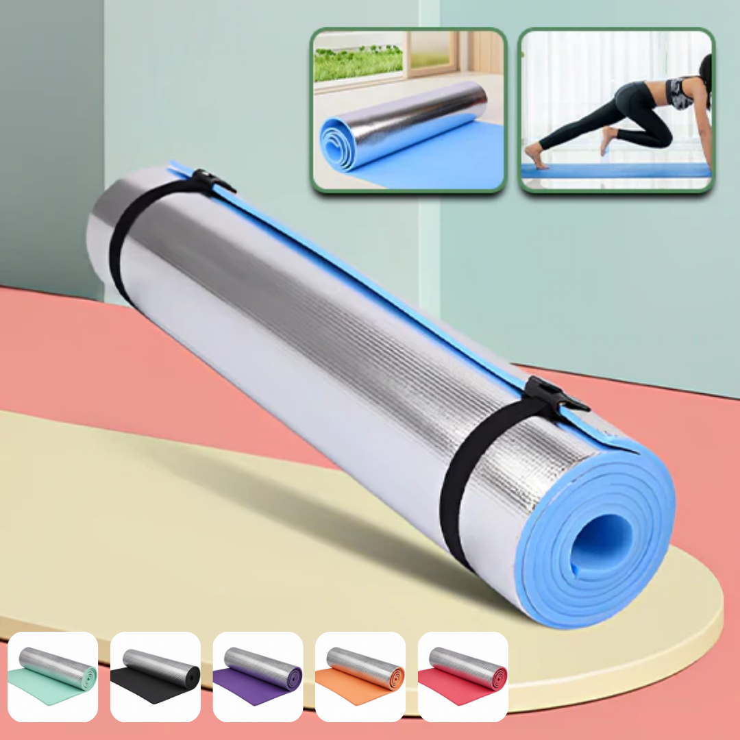 Tapis de yoga en mousse léger, doux et épais, enroulable pour camping et randonnée ( couleur aléatoire)