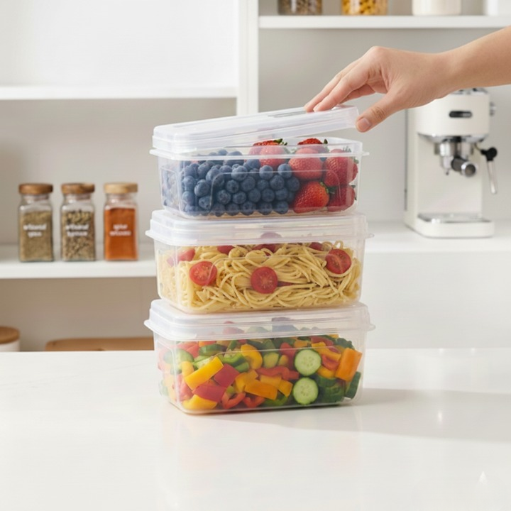 Lot de 3 boîtes de conservation rectangulaires transparentes