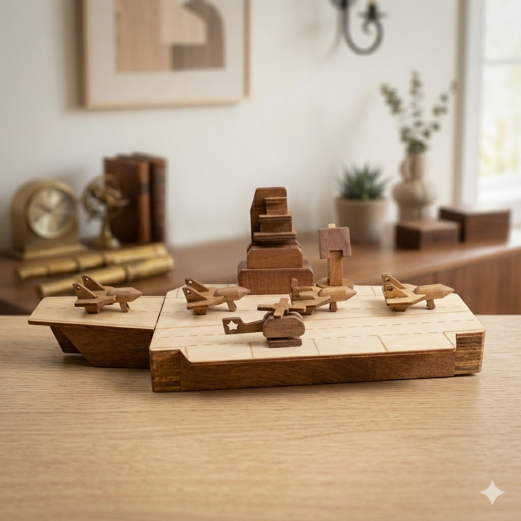 Set décoratif en bois de flotte militaire pour enfants et décoration intérieure