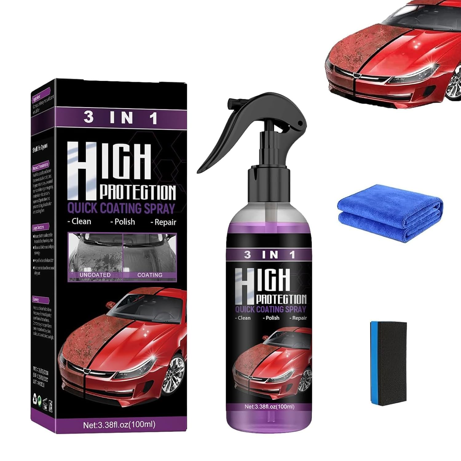 Revêtement en Céramique De Voiture, High Protection 3 en 1 Spray