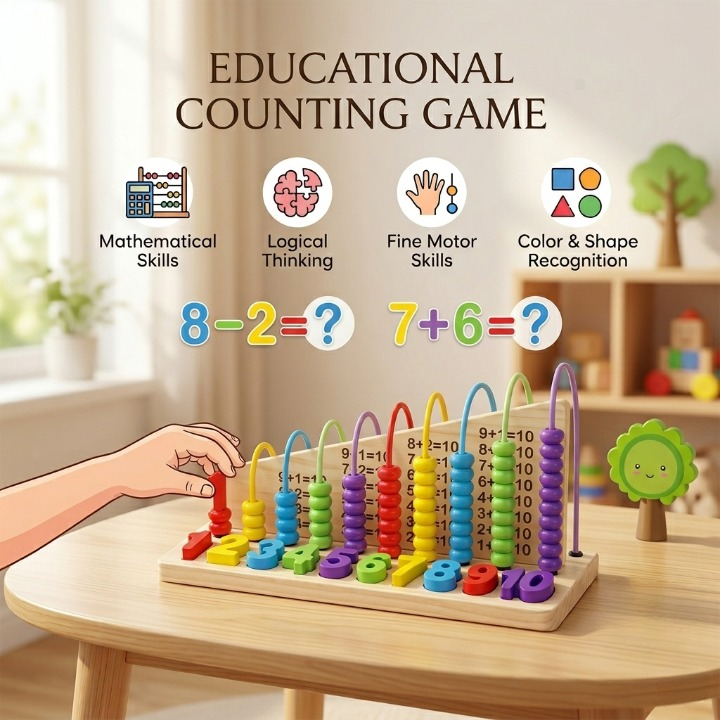 Jouet éducatif en bois Triple Play de calcul et formes