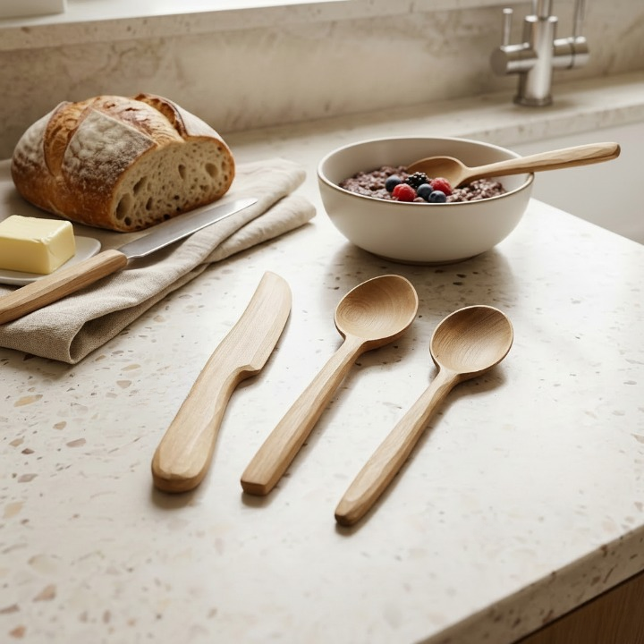 Pack de 2 cuillères et 1 couteau en bois de thuya