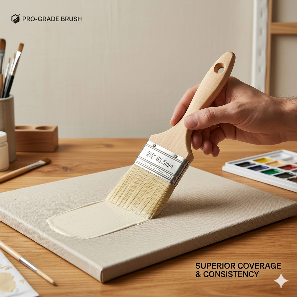 Brosse en poils de porc avec manche bois, multiusage industriel.