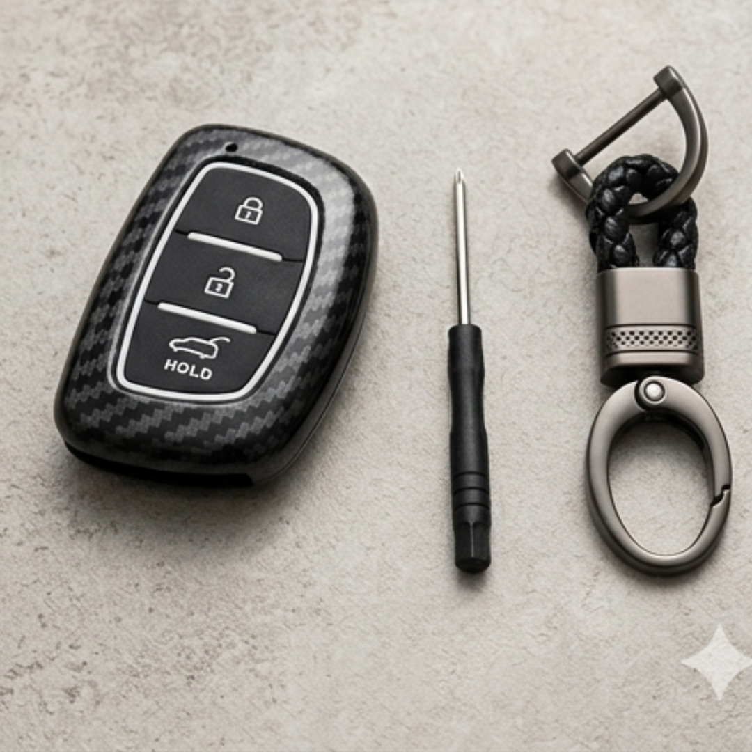 Étui de protection AutoTrends pour clé de voiture 3 boutons avec porte-clés intégré en ABS et silicone