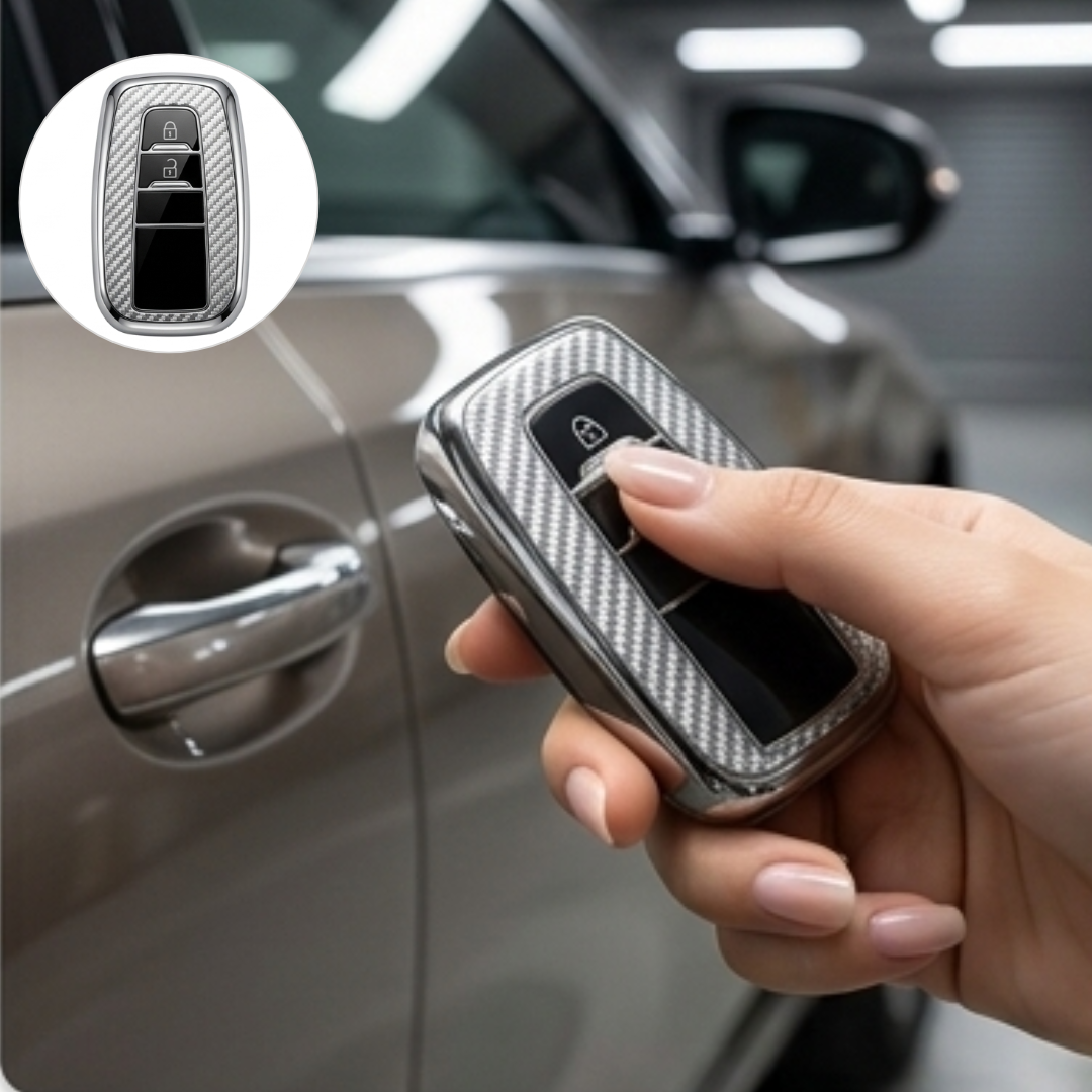 Housse de clé de voiture luxe effet fibre de carbone pour Hyundai et Kia