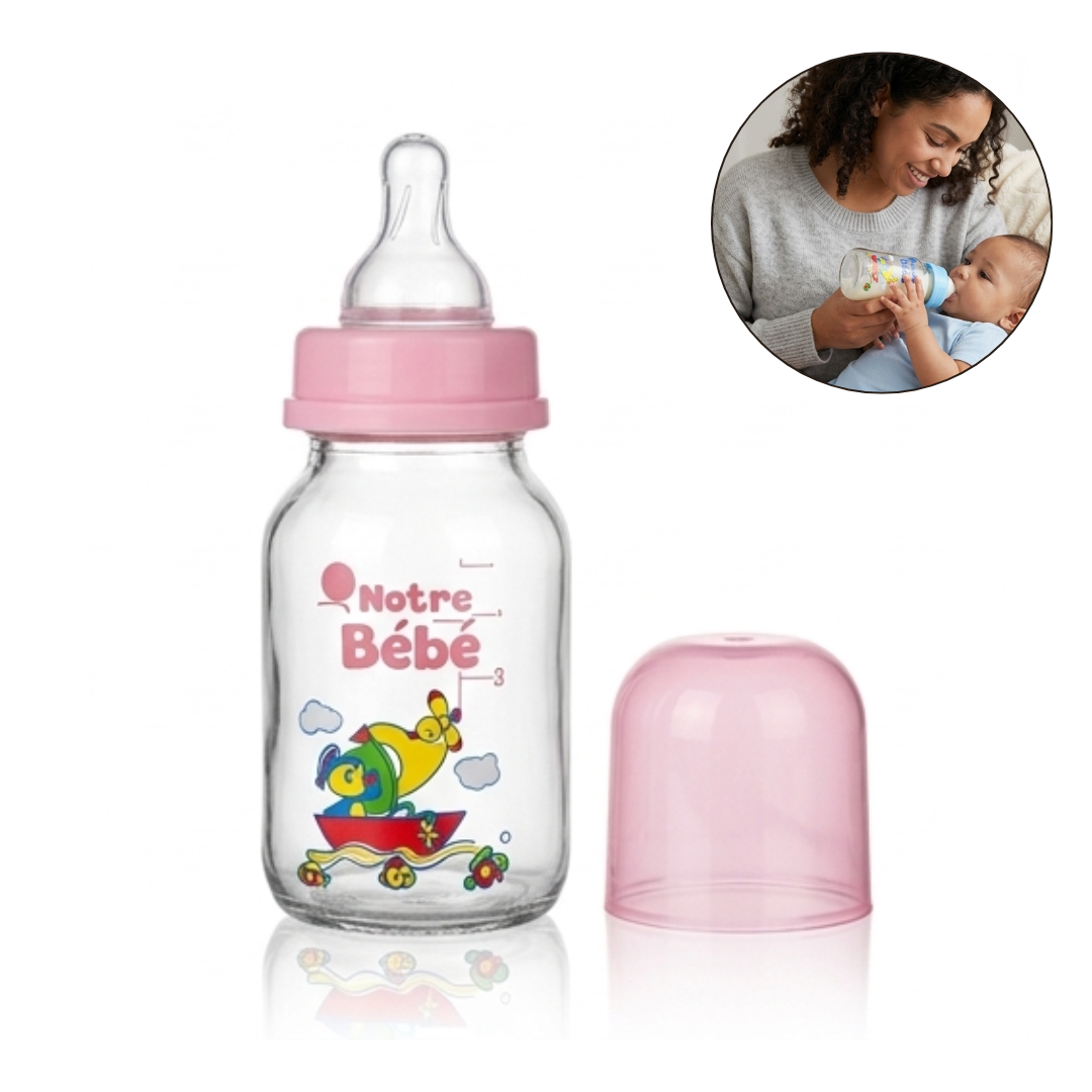 Élégance et Sécurité Découvrez le Nouveau Biberon en Verre Glass Feeding Bottle 120ml