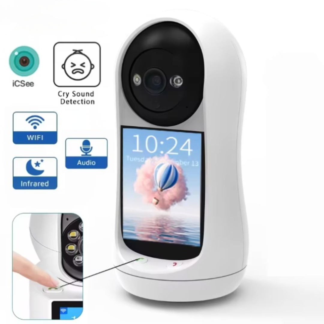 Caméra IP de Sécurité Wi-Fi 3MP avec Écran – Appels Vidéo Bidirectionnels et Détection de Mouvement