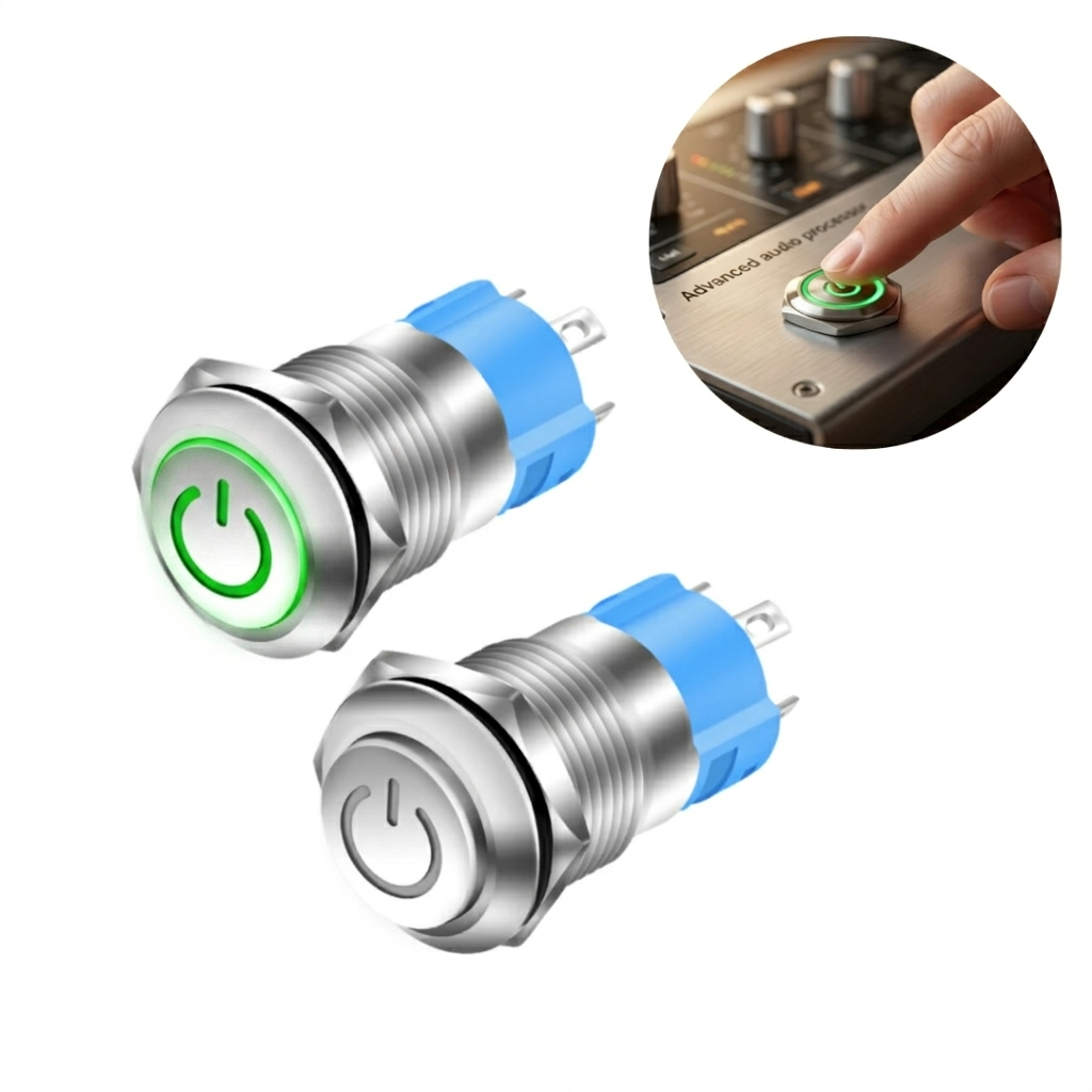 1pcs Bouton-Poussoir en Métal Waterproof avec Lumière LED et Verrouillage Momentané