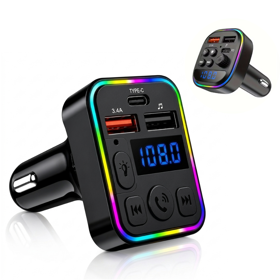 Transmetteur FM Bluetooth pour voiture avec lecteur MP3 et chargeur USB Type-C (désigne aléatoire)