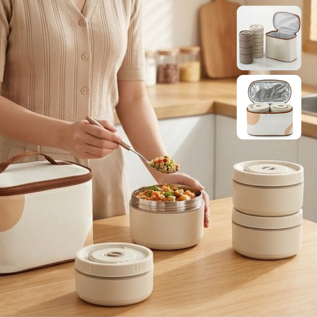 Boîtes Repas en Acier Inoxydable Anti-Fuite – Lot de 4 avec Sac Isotherme