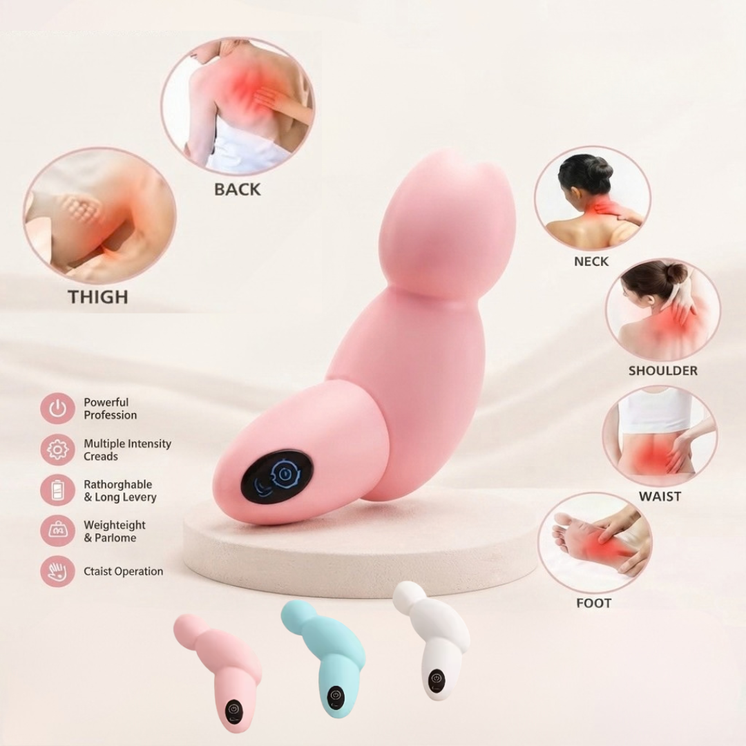 Masseur électrique double tête en silicone avec chaleur et vibrations (couleur aléatoire)