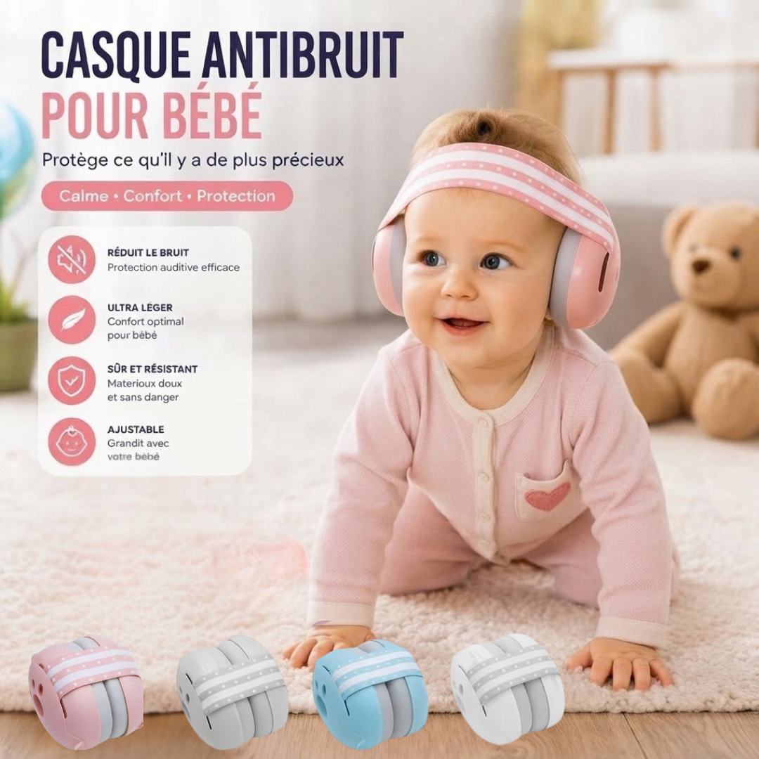 Casque anti-bruit réglable pour bébé avec bandeau souple (couleur aléatoire)