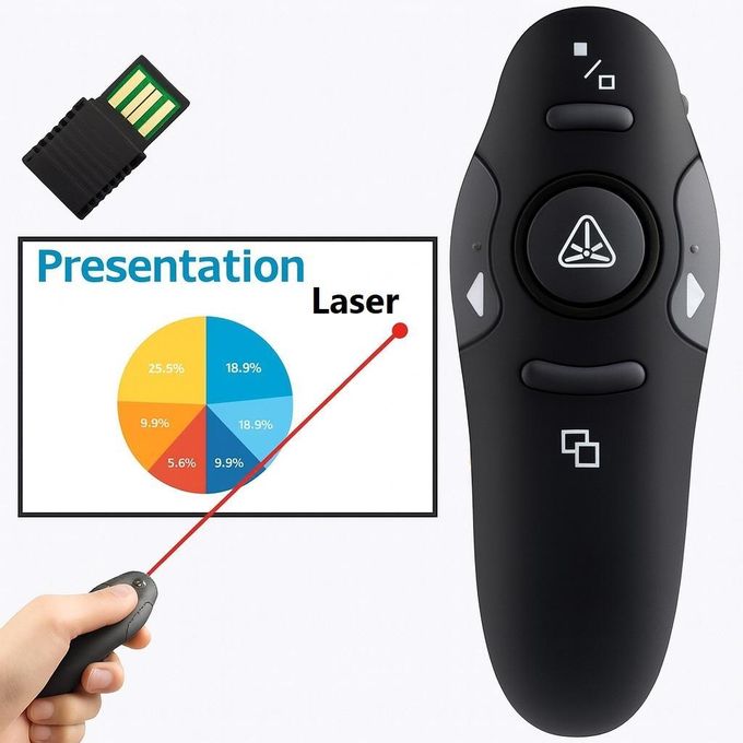 Télécommande de présentation sans fil 2.4 GHz avec pointeur laser USB