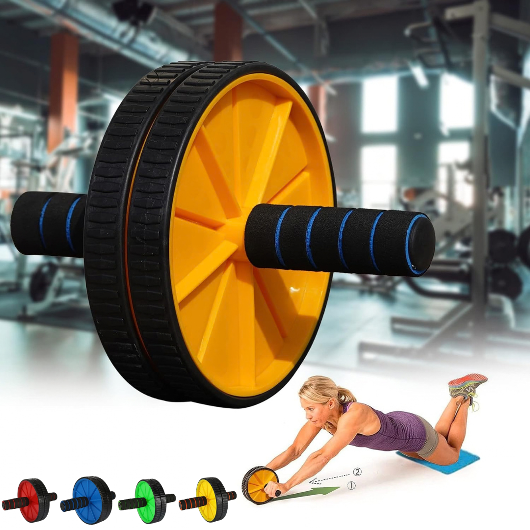 Roue abdominale double pour exercices de renforcement (couleur aléatoire)