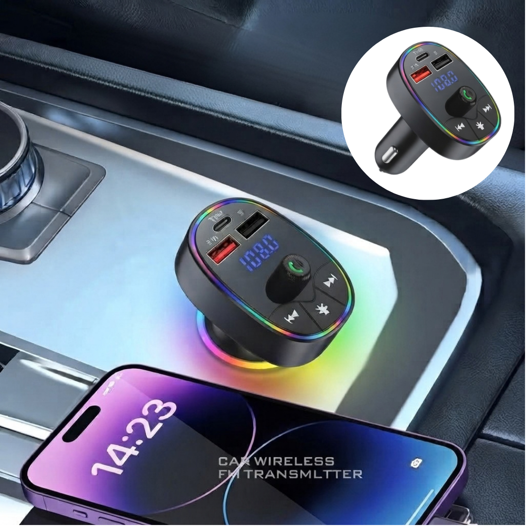 Chargeur voiture Bluetooth avec transmetteur FM sans fil et charge rapide
